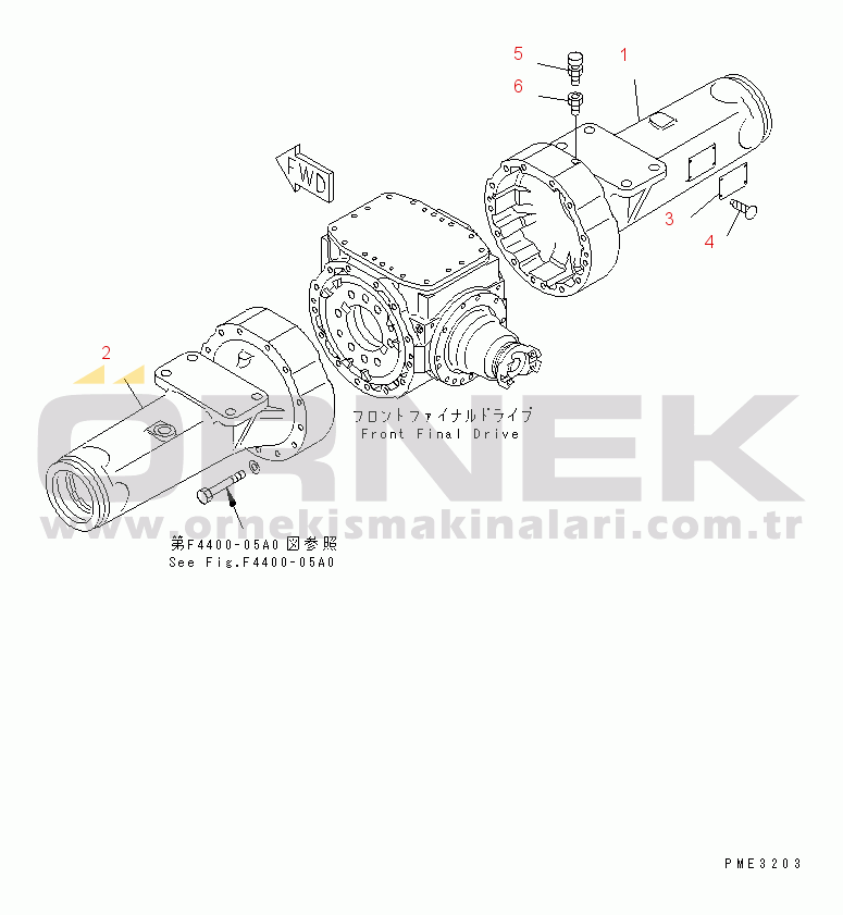 Komatsu WA180-3 S/N 53001-UP (m/c) FRONT AXLE (HOUSING)