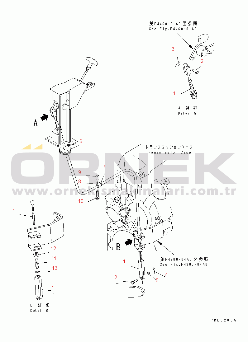 Komatsu WA180-3 S/N 53001-UP (m/c) PARKING BRAKE CONTROL PARTS (LINKAGE)