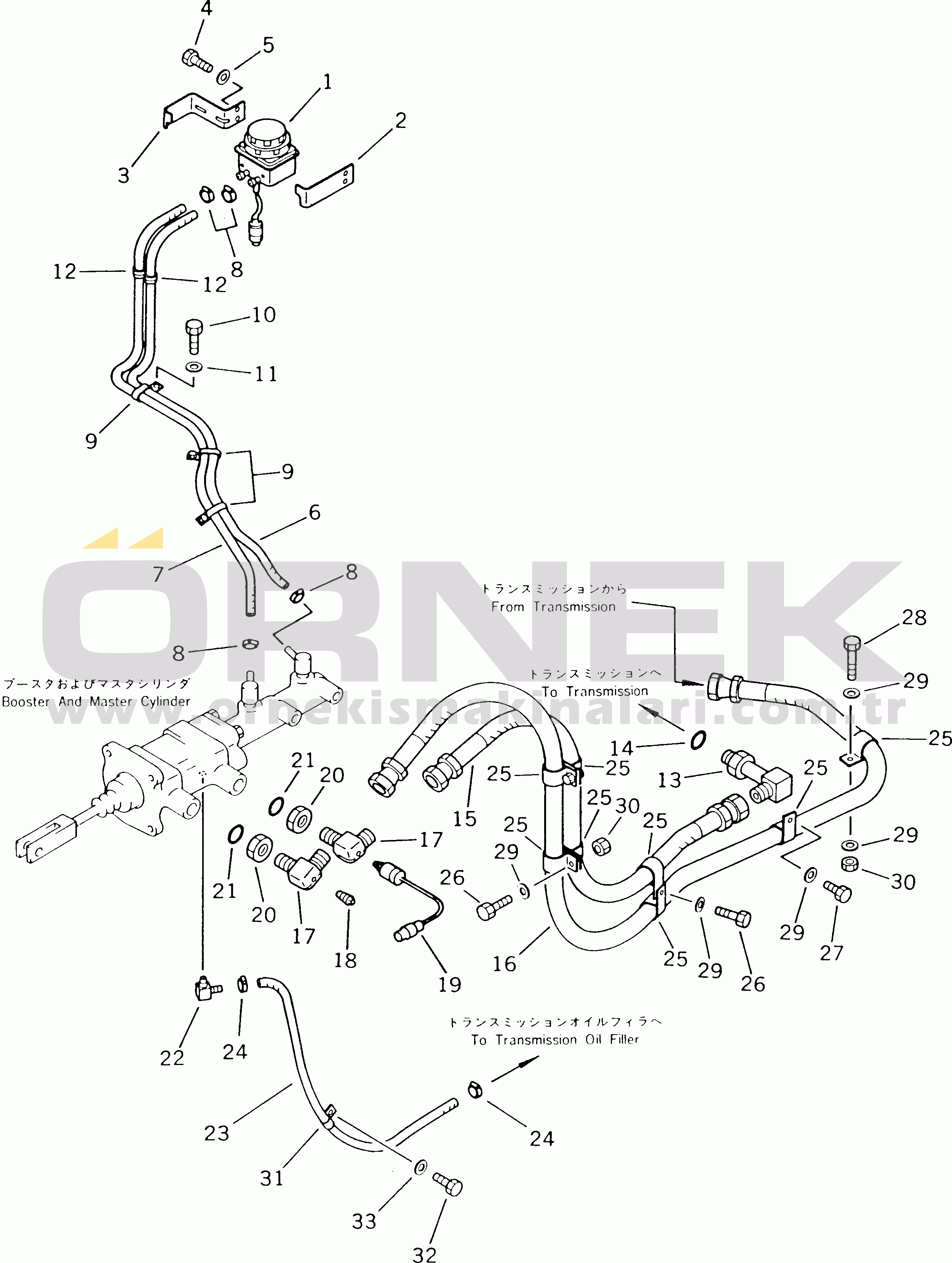 Komatsu WA180-1 S/N 10001-UP BRAKE OIL PIPING (WITH BOOSTER) (1/3) (TBG/ABE SPEC.)