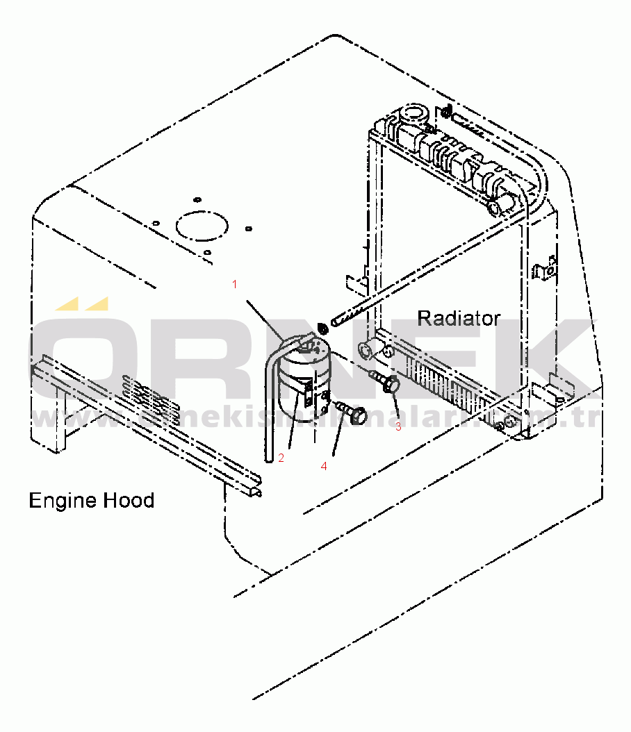 Komatsu WA180-3MC S/N A81001-UP FIG. M4100-02A0 HOOD - COOLANT RESERVE TANK