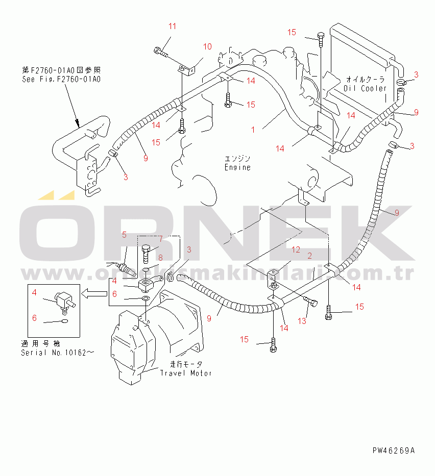 Komatsu WA20-2 S/N 10001-UP HST PIPING (OIL COOLER LINE)