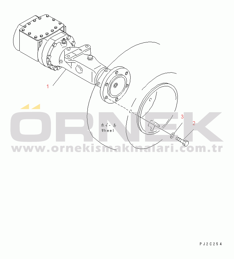 Komatsu WA20-2 S/N 10001-UP FRONT AXLE AND WHEEL MUNTING PARTS