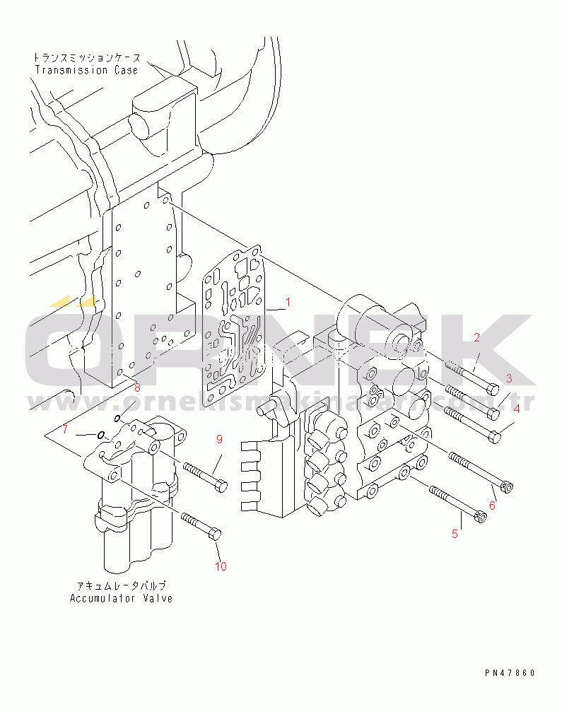 Komatsu WA200-3-X S/N 60001-62999 TRANSMISSION CONTROL VALVE (1/4) (MOUNTING)(#60001-)
