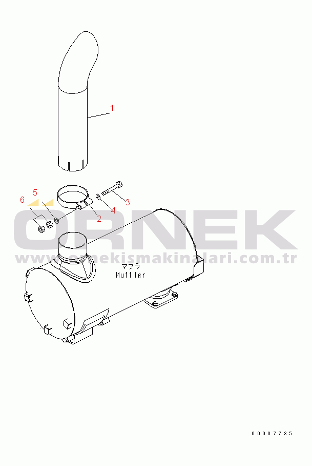 Komatsu WA200-5L S/N A82001-UP EXHAUST PIPE