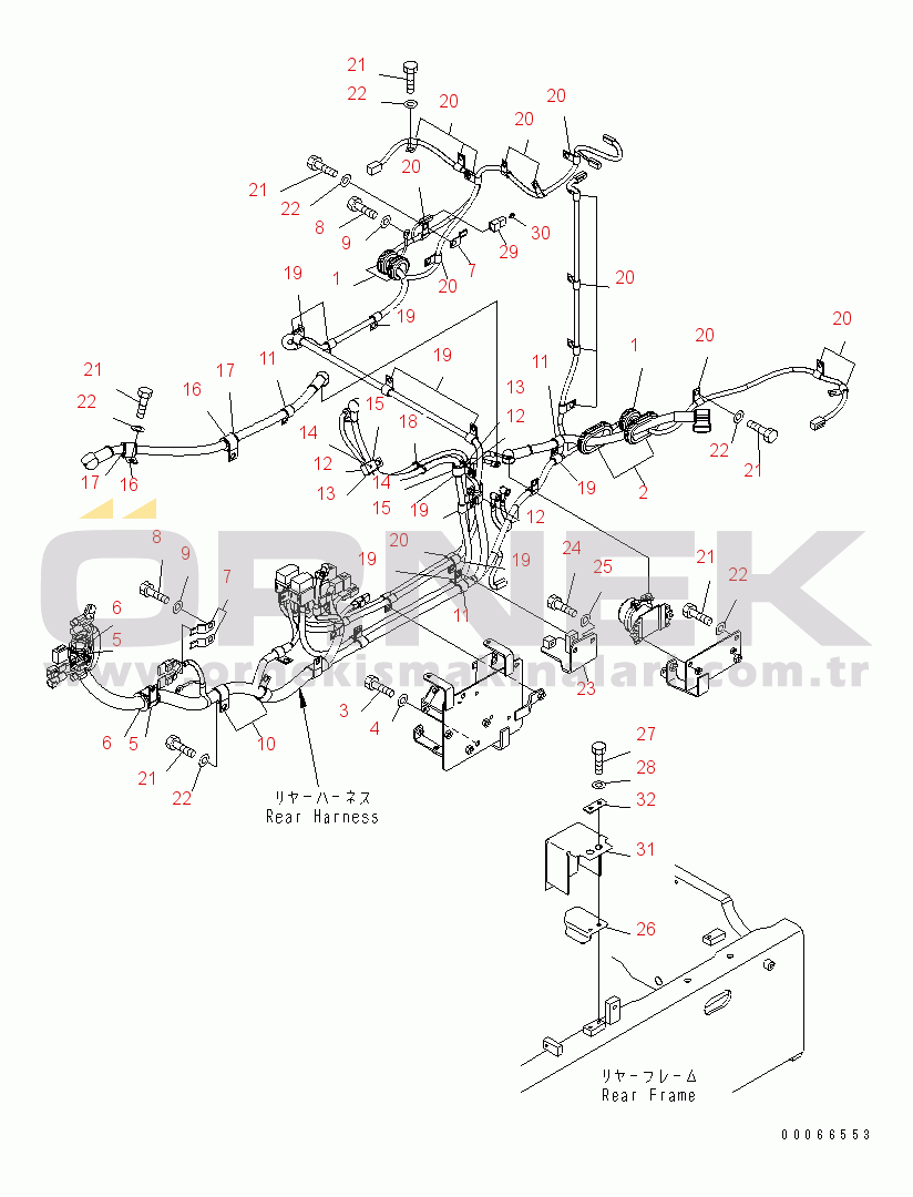 Komatsu WA200-6 S/N 70001-UP REAR HARNESS (MOUNTING PARTS) (FOR EXCEPT JAPAN)