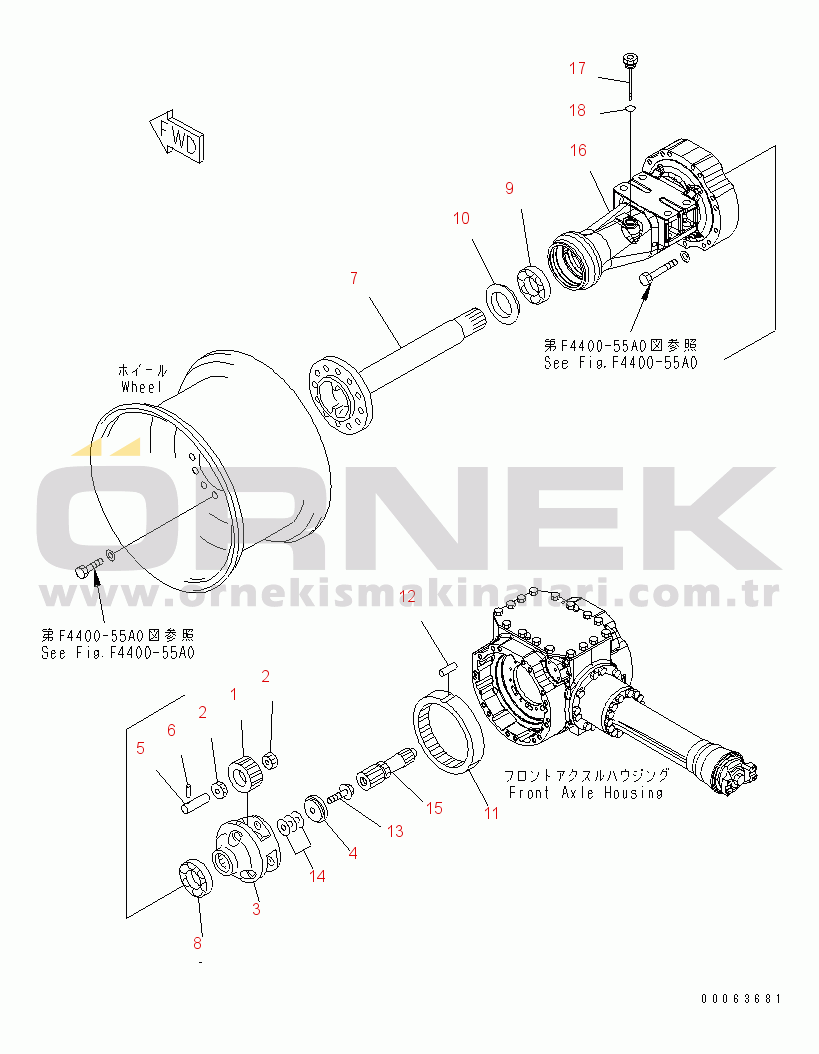 Komatsu WA200-6 S/N 70001-UP FRONT AXLE (FINAL DRIVE AND HOUSING¤ L.H.)