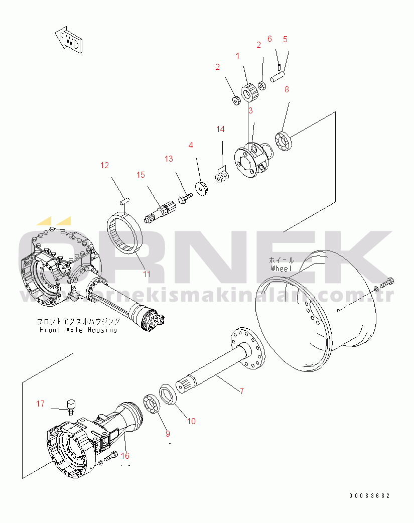 Komatsu WA200-6 S/N 70001-UP FRONT AXLE (FINAL DRIVE AND HOUSING¤ R.H.)