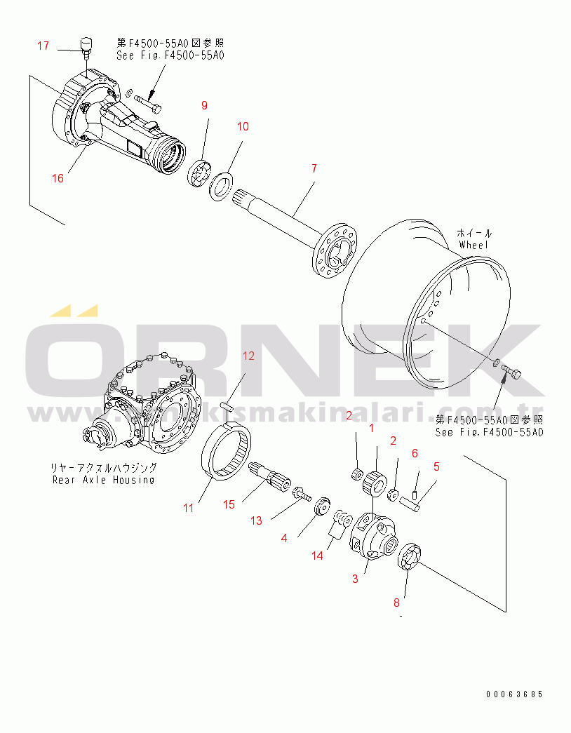 Komatsu WA200-6 S/N 70001-UP REAR AXLE (FINAL DRIVE AND HOUSING¤ L.H.)