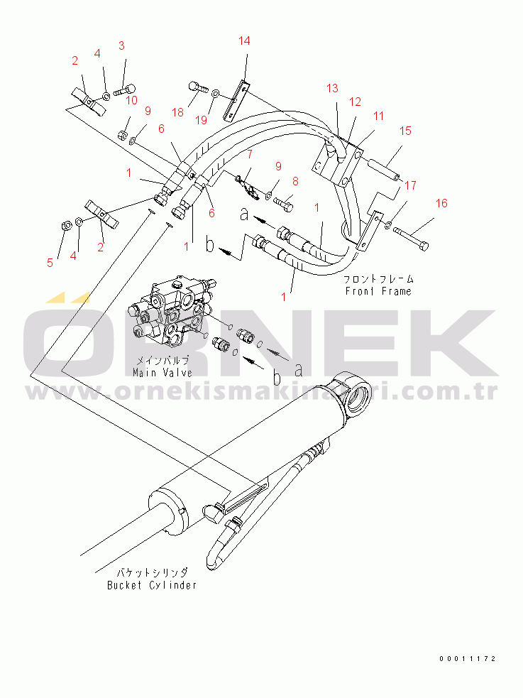 Komatsu WA200L-5 S/N 65001-UP HYDRAULIC PIPING (DUMP CYLINDER PIPING)