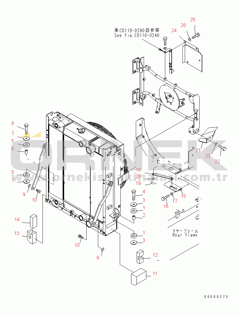 Komatsu WA200PZ-6 S/N 70001-70882 RADIATOR (MOUNTING PARTS AND COVER)(#70001-)