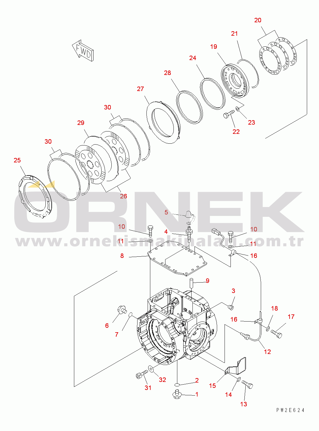 Komatsu WA200PT-5 S/N H60051 - UP FRONT AXLE (COVER AND BRAKE)