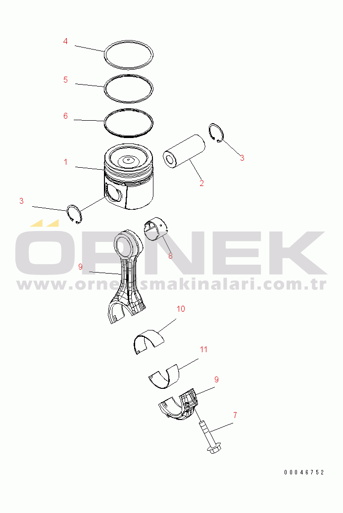 Komatsu WA200PZ-6 S/N 70136 - 70342 PISTON AND CONNECTING ROD