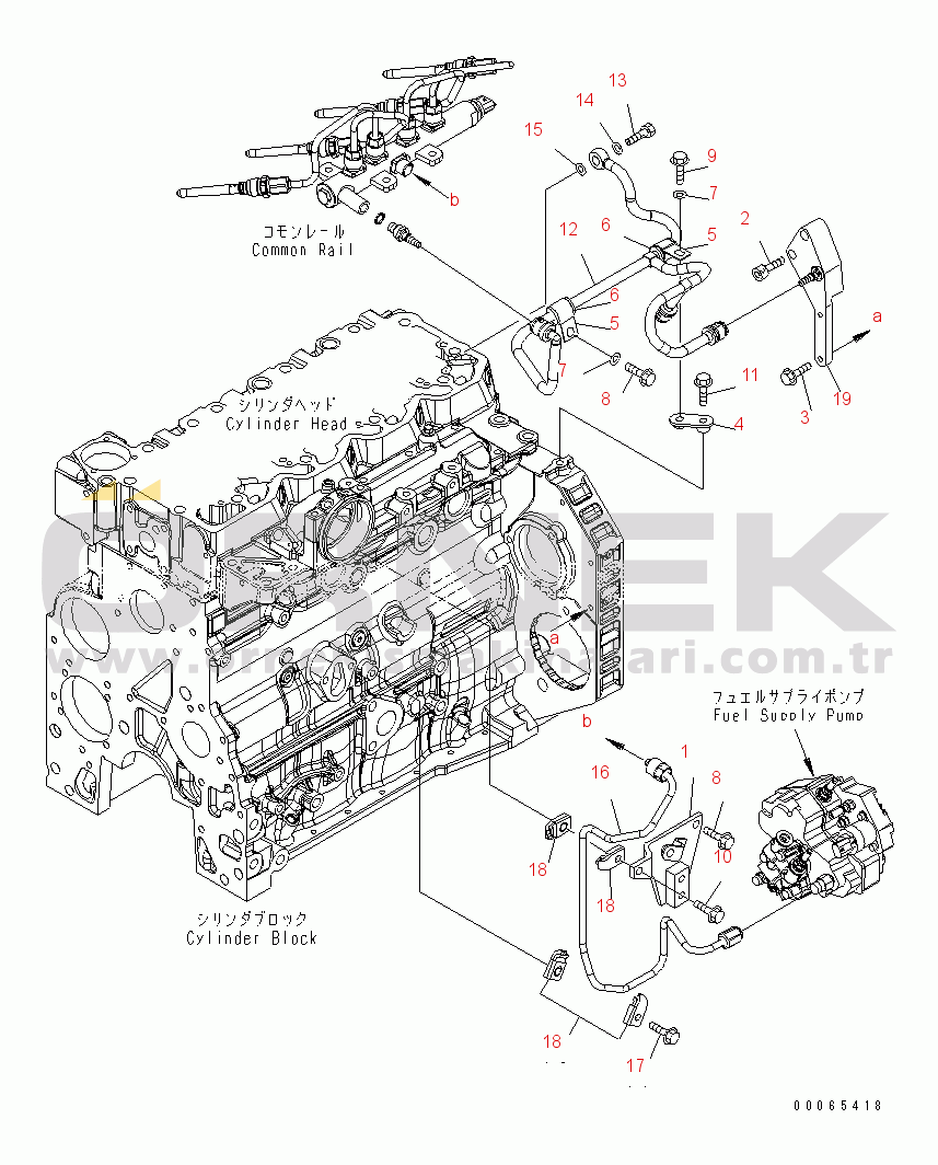 Komatsu WA200PZ-6 S/N 70136 - 70342 FUEL PLUMBING (ESN 26508146-)