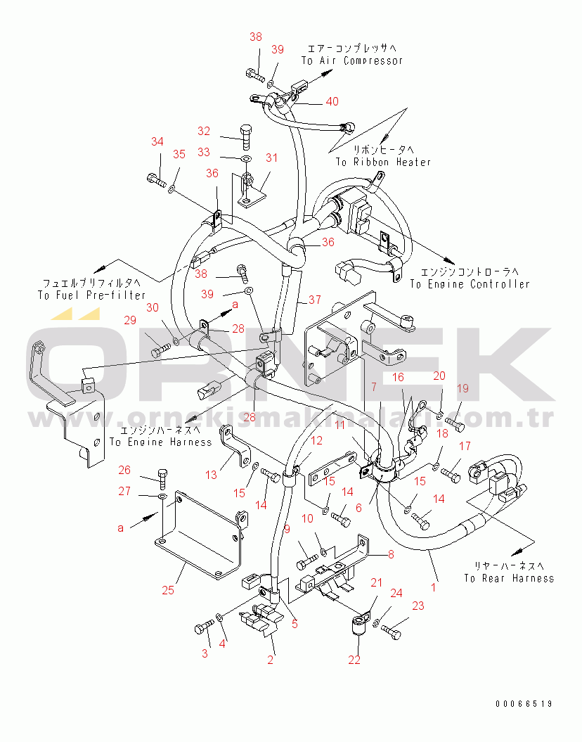 Komatsu WA200PZ-6 S/N 70136 - 70342 ENGINE HARNESS (HARNESS) (1/2)