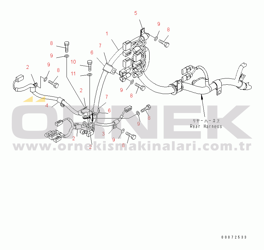 Komatsu WA200PZ-6 S/N 70136 - 70342 REAR HARNESS (HST HARNESS)
