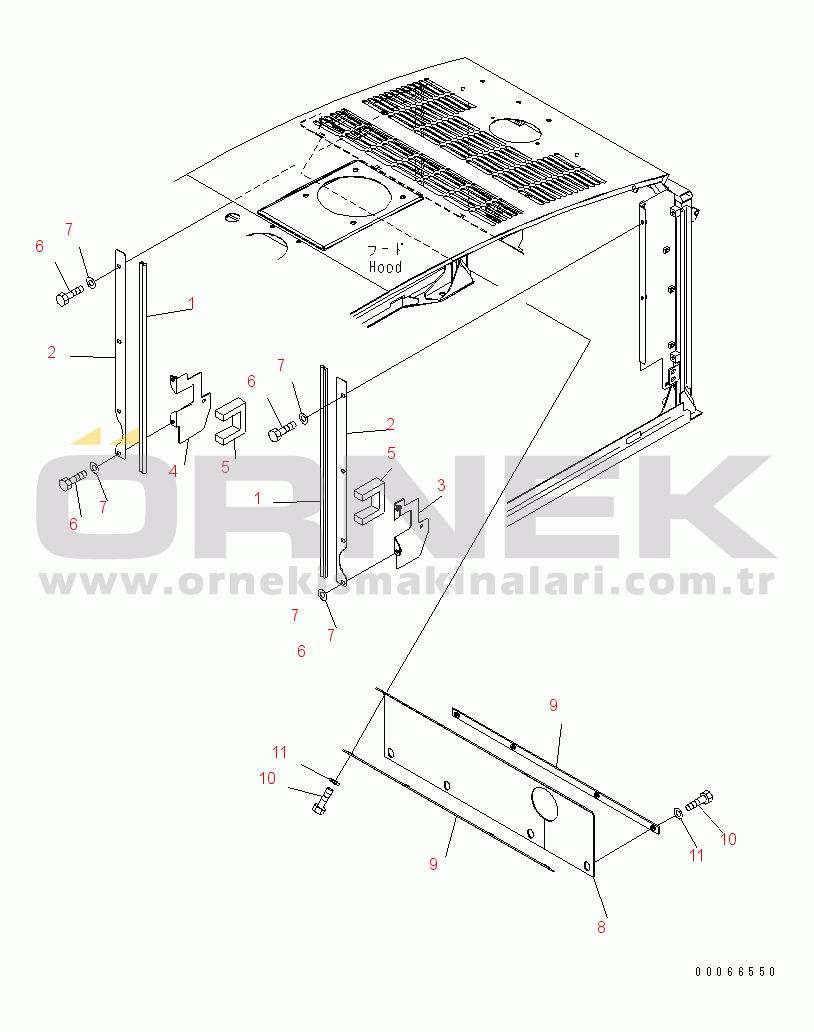 Komatsu WA200PZ-6 S/N 70136 - 70342 HOOD (COVER AND STRIKER)