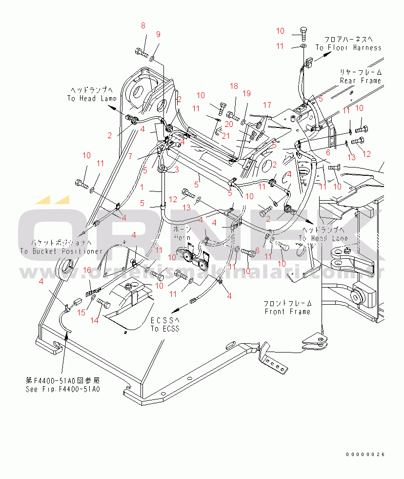 Komatsu WA250-5 S/N 70001-UP FRONT HARNESS
