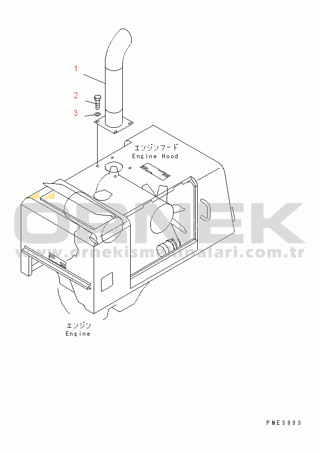 Komatsu WA250L-3 S/N 53001-UP (For North America / Chassis only) EXHAUST PIPE