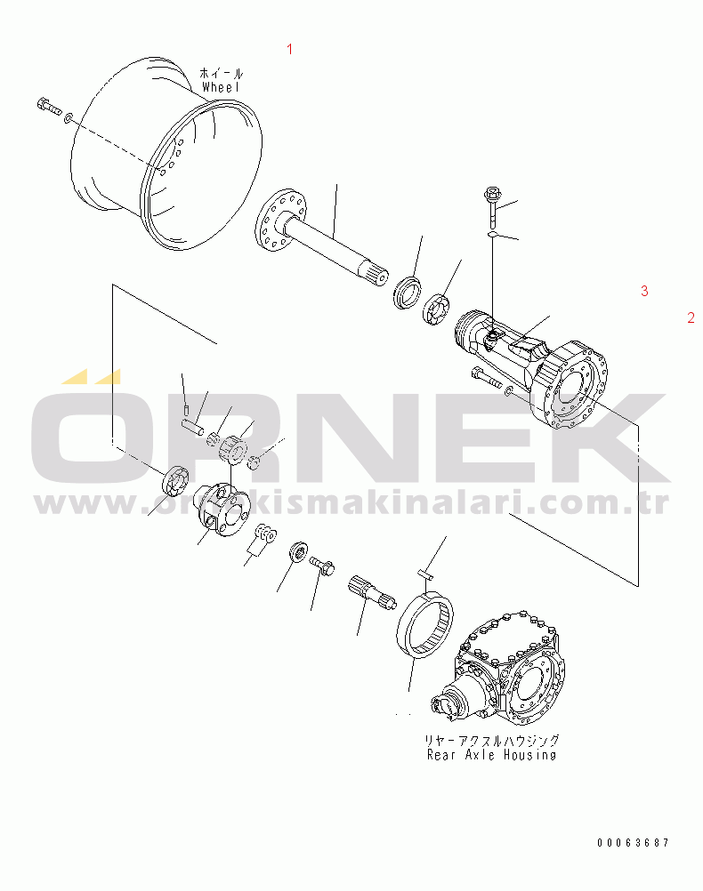 Komatsu WA250PZ-6 S/N 75001-75749 (Avrupa İçin) FRONT AXLE MOUNTING(#75001-)