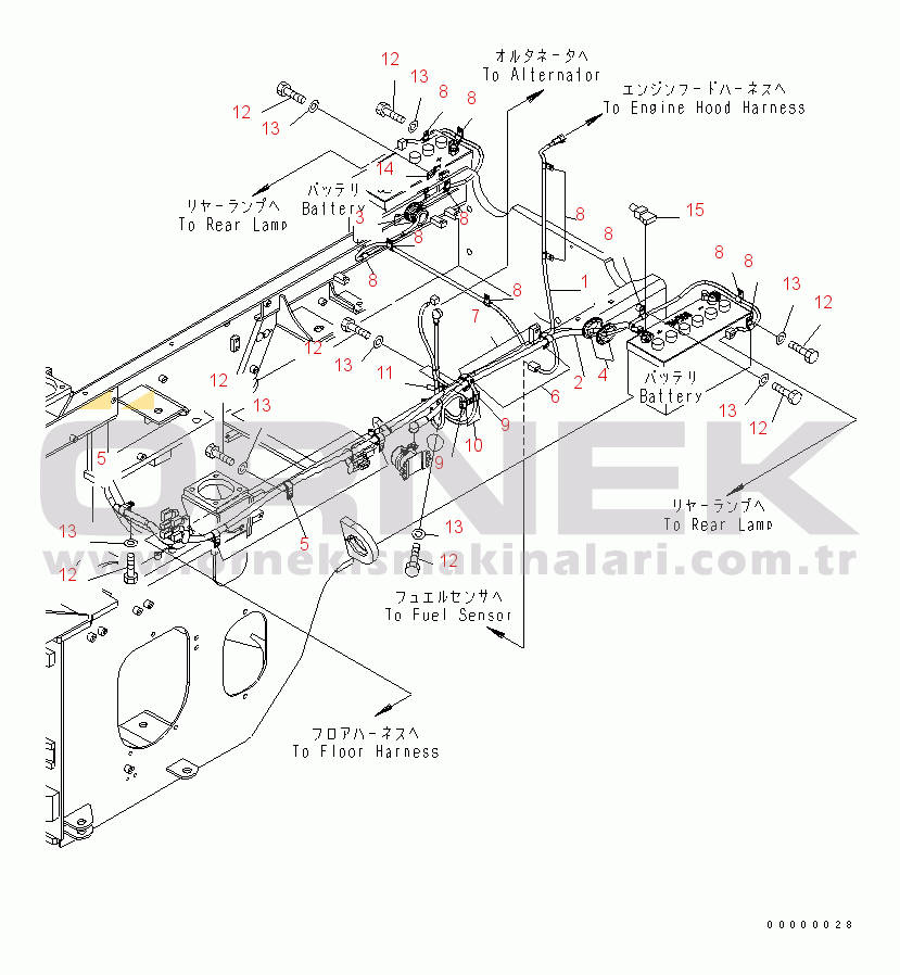 Komatsu WA270-5-SN S/N 70001-UP REAR HARNESS (1/4) (MAIN HARNESS)