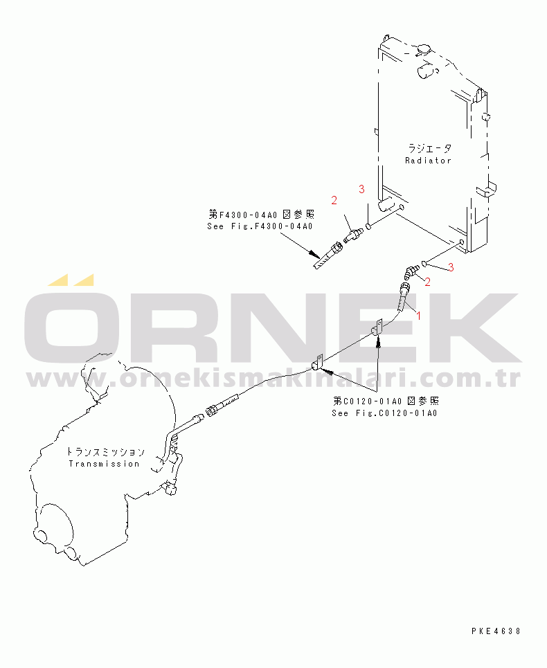 Komatsu WA300-3A S/N 53001-UP RADIATOR (OIL COOLER LINE)
