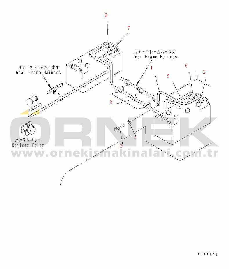 Komatsu WA300L-3 S/N 53001-UP (For North America) BATTERY (BATTERY LINE)(#54001-)