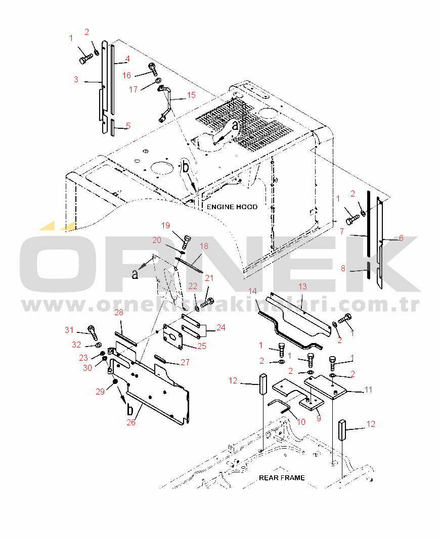 Komatsu WA320-6 S/N A35001-UP M4100-14A0 HOOD BAFFLE PLATES