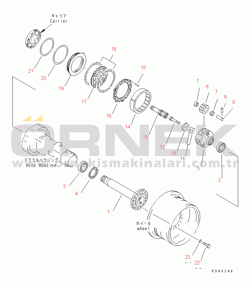 Komatsu WA320-3 S/N 50001-52999 (Yurtdışı Versiyonu) REAR WHEEL BRAKE AND FINAL DRIVE(#50001-)