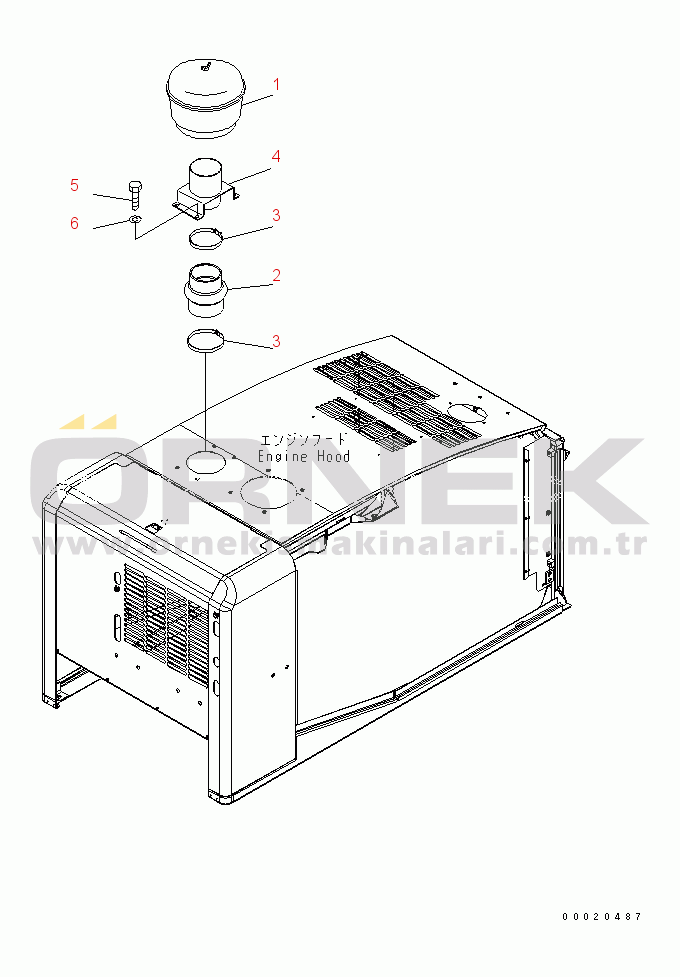 Komatsu WA320-5 S/N 60001-UP (Overseas Version) HOOD (PRE-CLEANER)