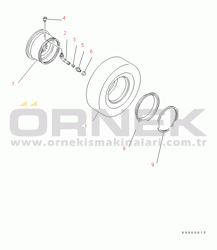 Komatsu WA320-5 S/N 60001-UP (Yurtdışı Versiyonu) TIRE AND RIM (20.5-25-ONE STAR PR-L2¤ TUBE LESS)