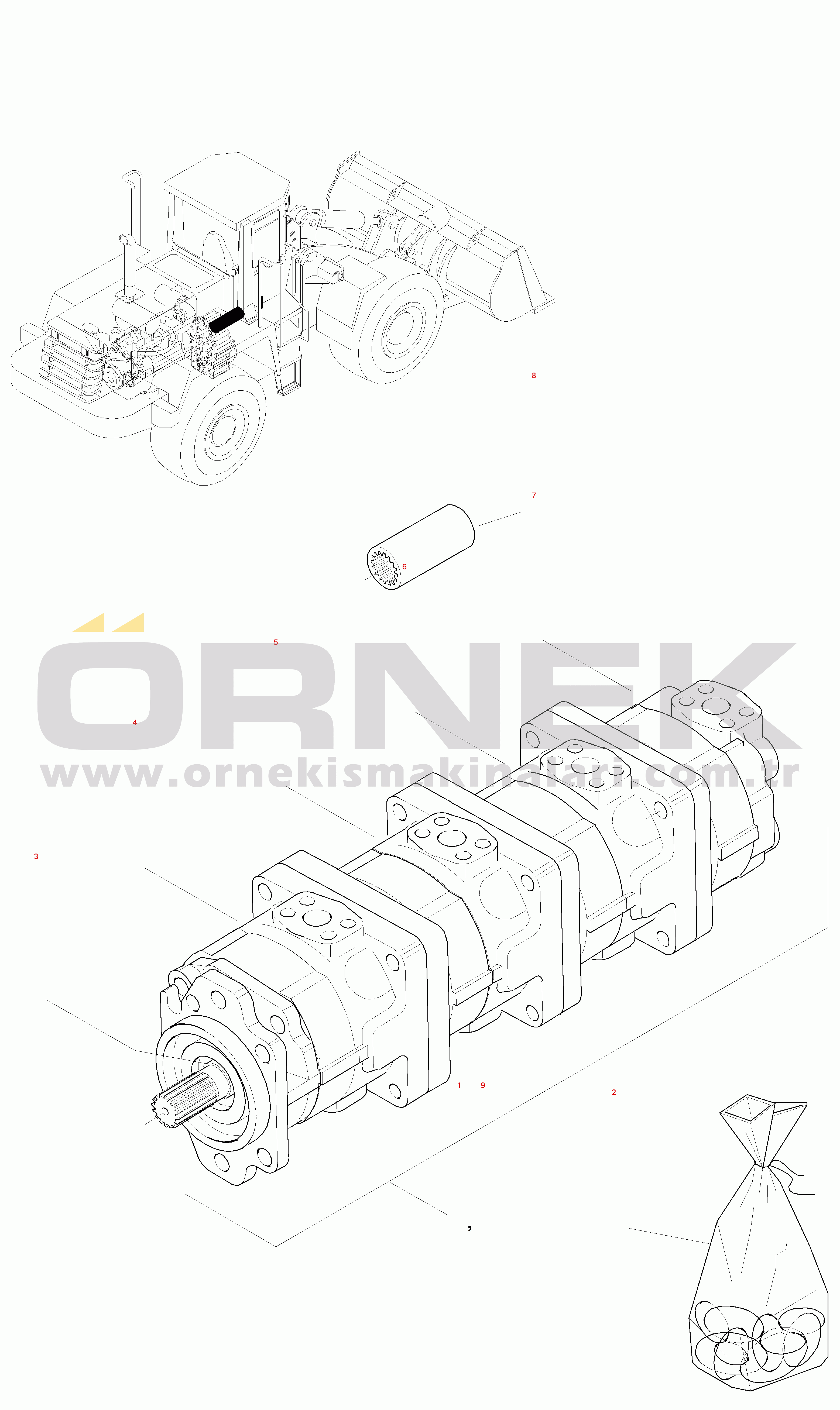 Komatsu WA320-3 active S/N WA320H20561 - UP PUMPS FOR HYDRAULIC SYSTEM