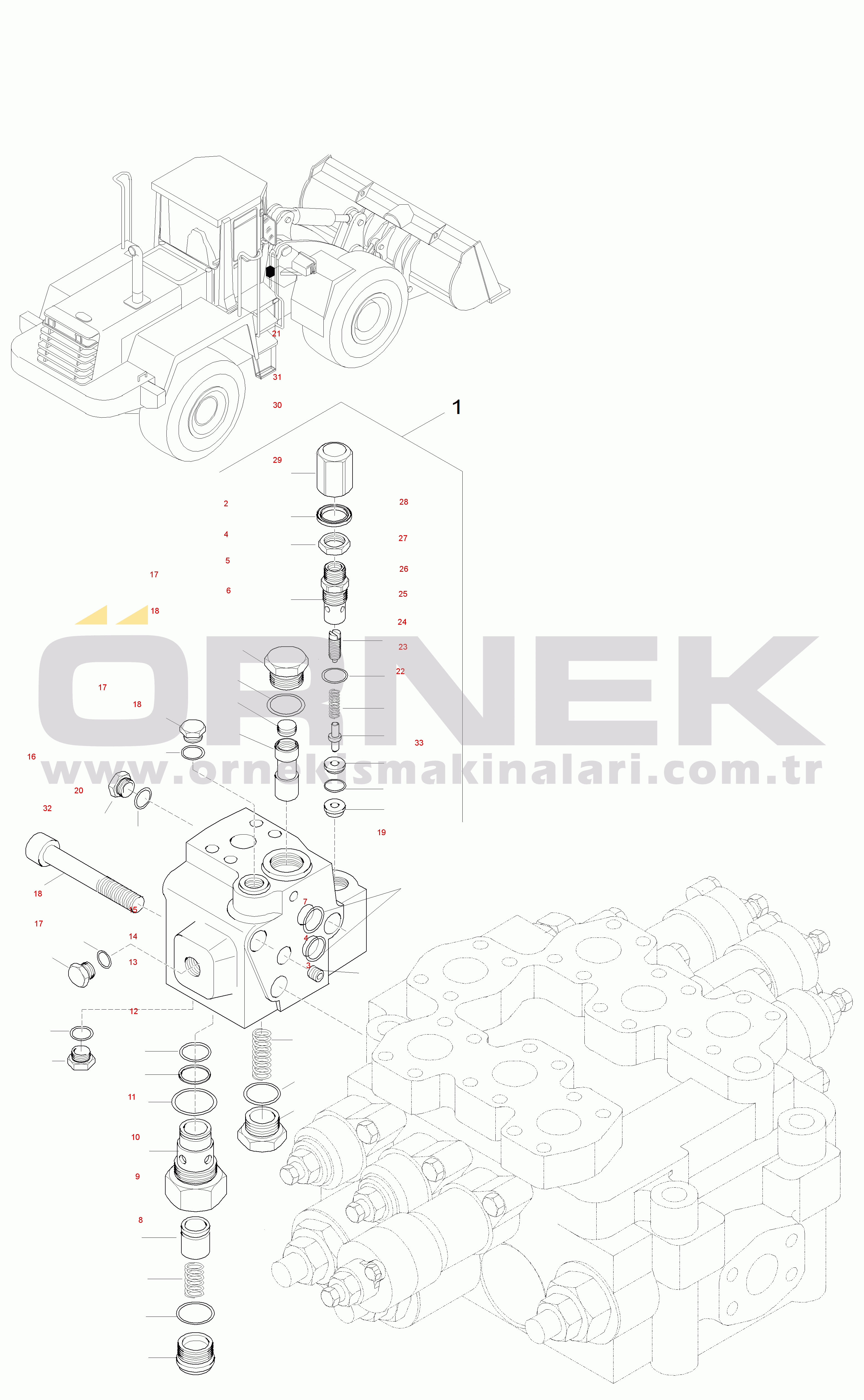 Komatsu WA320-3 active S/N WA320H20561 - UP CONTROL VALVE, BY-PASS VALVE