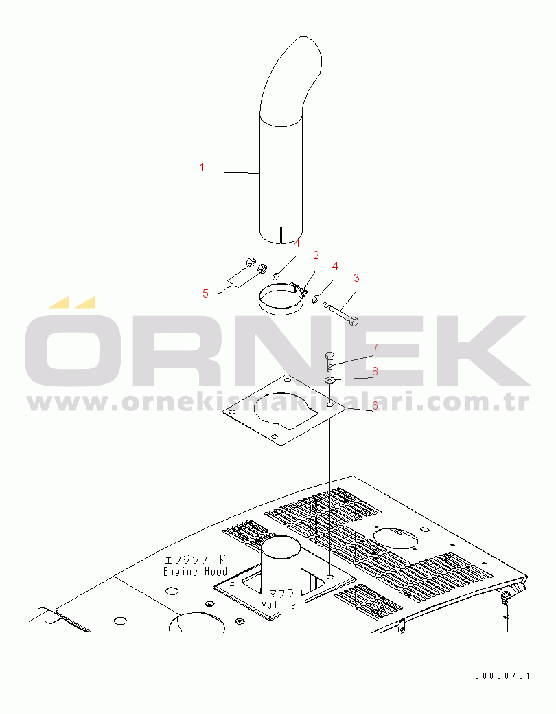 Komatsu WA320PZ-6 S/N 70001-70451 EXHAUST PIPE(#70001-)