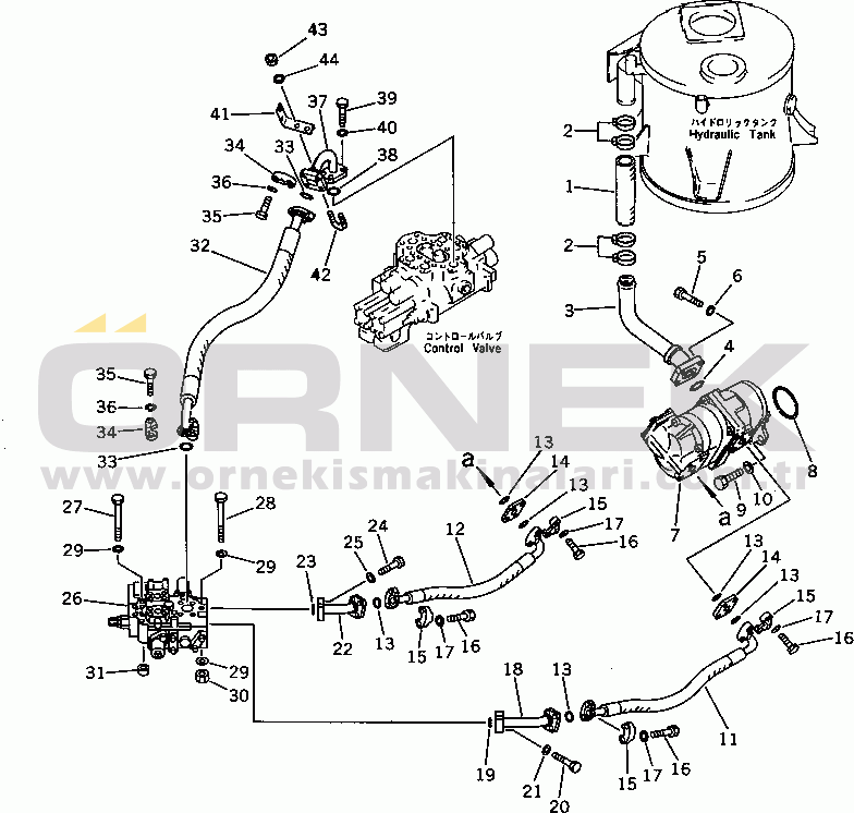 Komatsu WA350-1 S/N 10001-UP HYDRAULIC PIPING (TANK TO PUMP TO VALVE)(#10001-19999)
