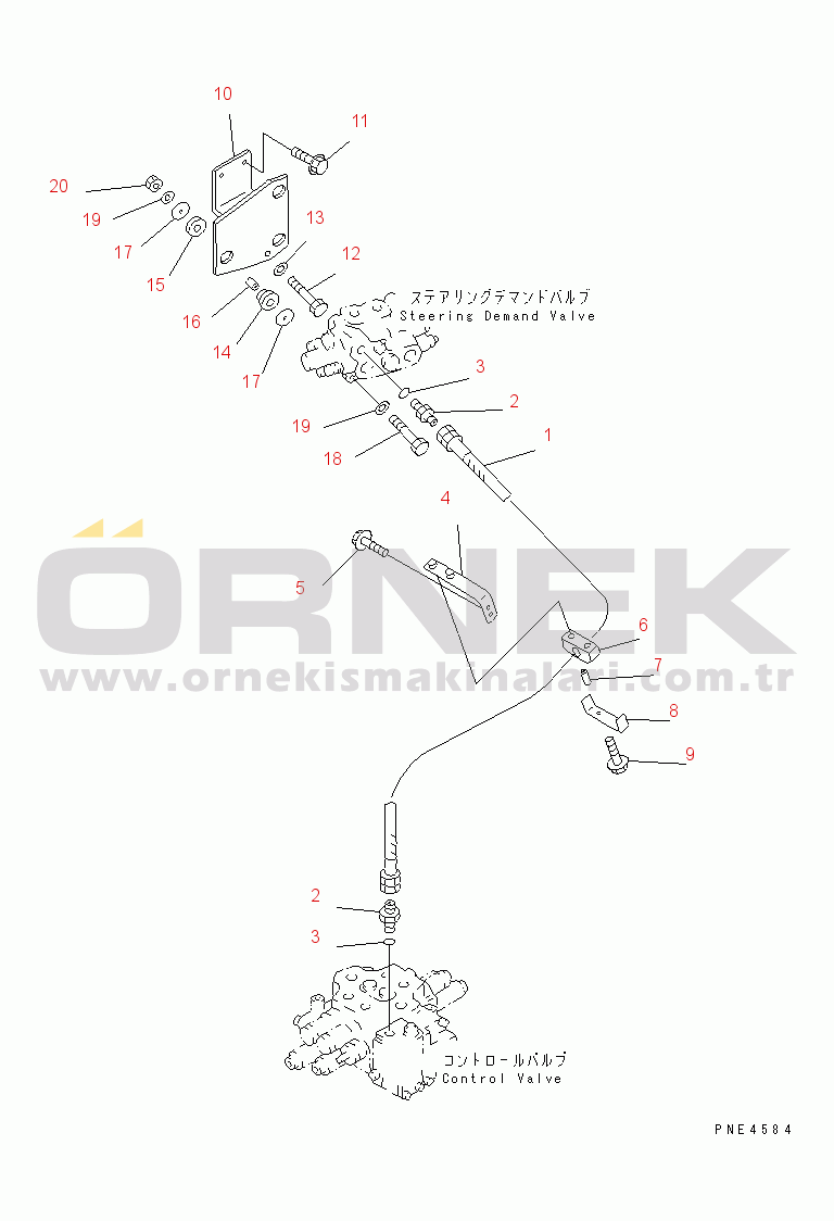 Komatsu WA350-3-X S/N 60001-62999 HYDRAULIC PIPING (SWITCH PUMP TO CUT-OFF VALVE LINE) (2/2)(#60001-)