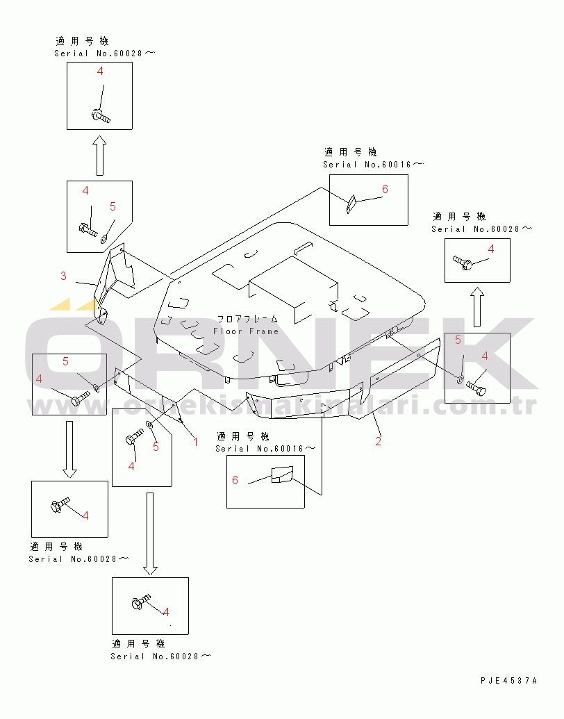 Komatsu WA350-3-X S/N 60001-62999 FLOOR COVER(#60001-)