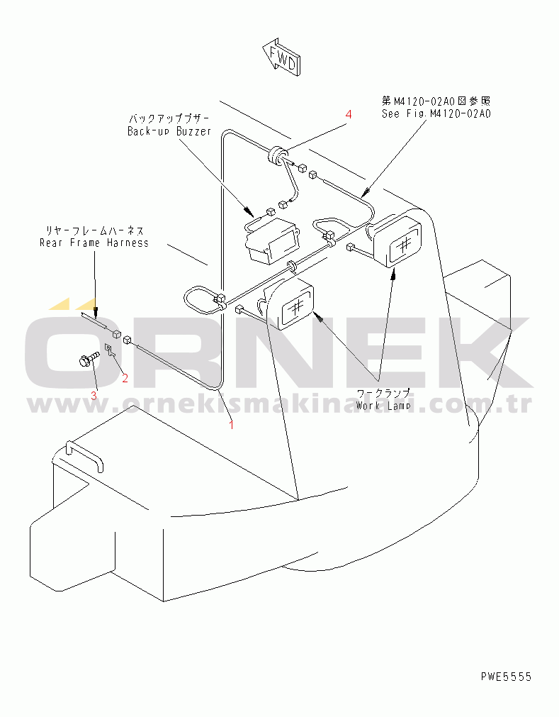 Komatsu WA350-3A S/N 53001-UP HOOD (REAR GUARD HARNESS)