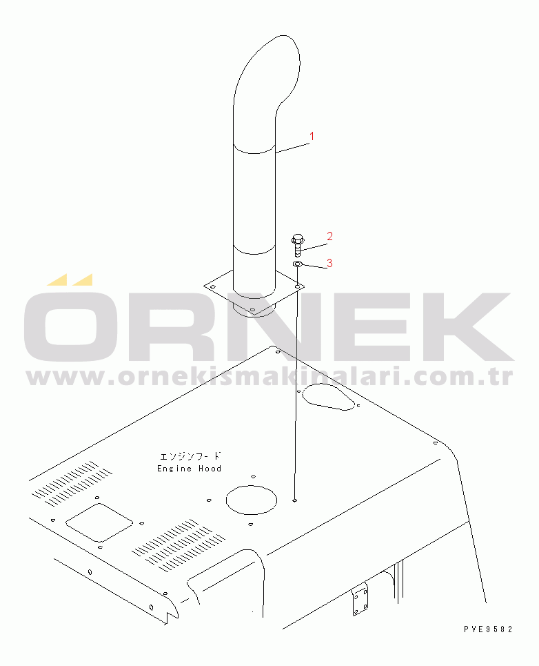 Komatsu WA350-3A-SN S/N 53001-UP EXHAUST PIPE(#54001-)