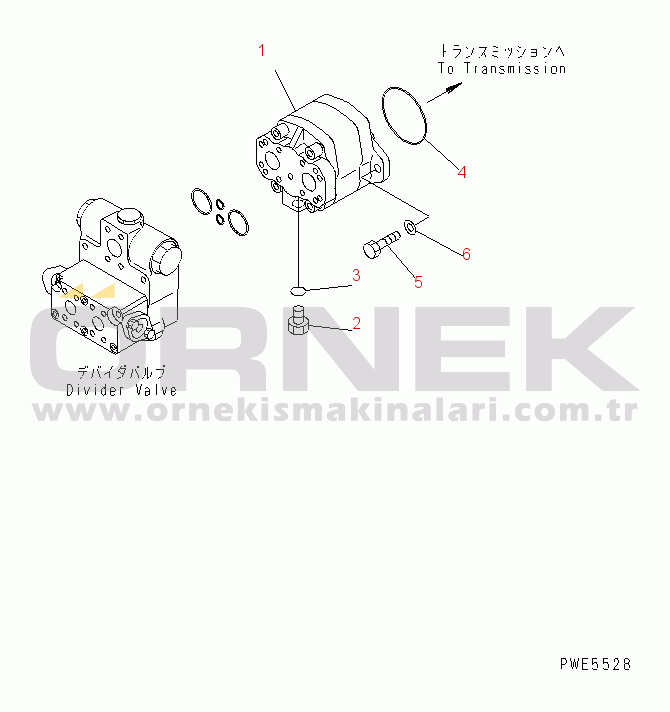 Komatsu WA350-3A-SN S/N 53001-UP TORQUE CONVERTER AND TRANSMISSION (EMERGENCY STEERING PUMP AND   MOUNTING PARTS)
