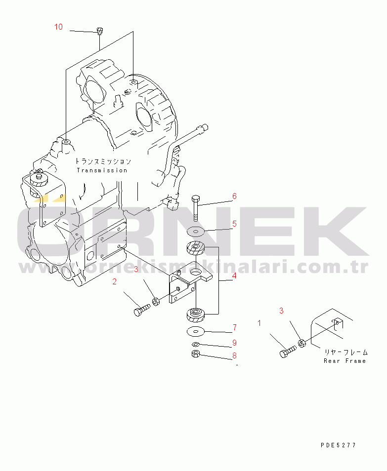 Komatsu WA350-3A-SN S/N 53001-UP TORQUE CONVERTER AND TRANSMISSION MOUNTING PARTS