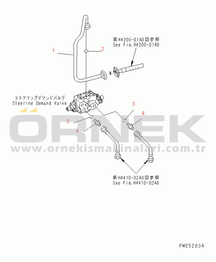 Komatsu WA350-3A-SN S/N 53001-UP STEERING VALVE (STEERING PUMP LINE)