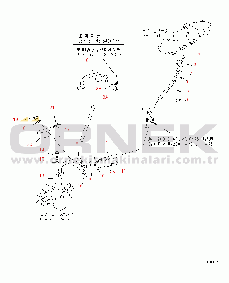Komatsu WA350-3A-SN S/N 53001-UP HYDRAULIC PIPING (DELIVERY LINE HOSE)