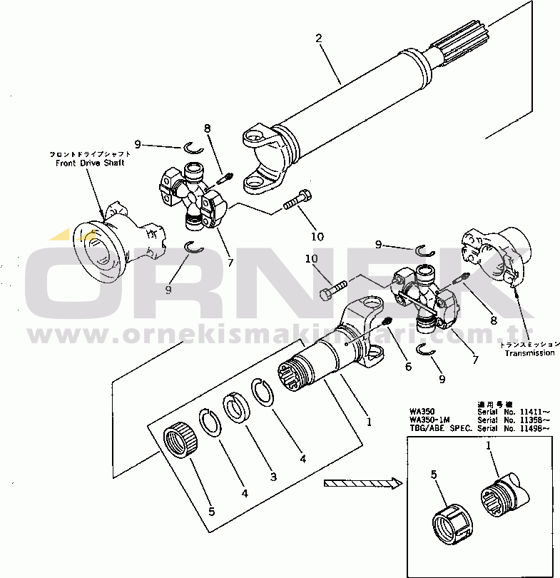 Komatsu WA380-1 S/N 10001-UP DRIVE SHAFT (CENTER)