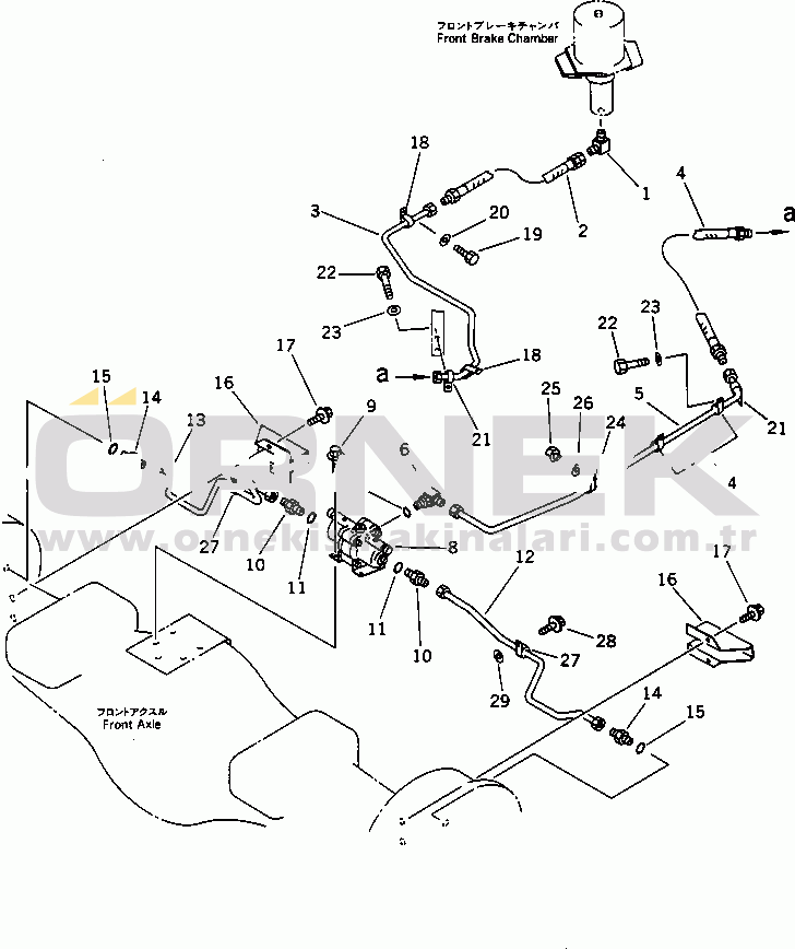 Komatsu WA380-1 S/N 10001-UP BRAKE OIL PIPING (FRONT BRAKE)(#20001-)