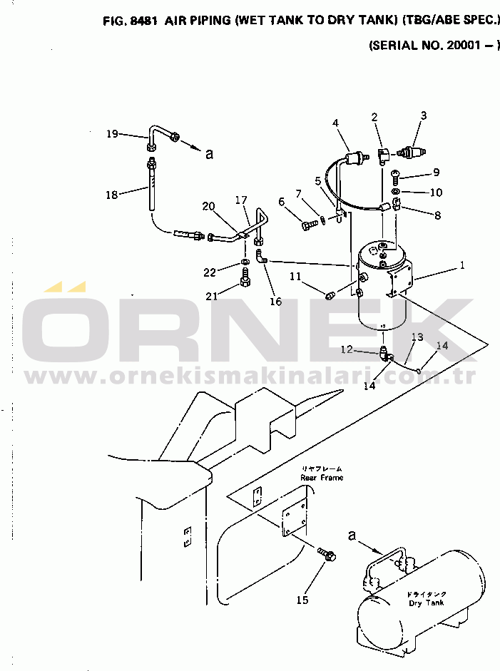 Komatsu WA380-1 S/N 10001-UP AIR PIPING (WET TANK TO DRY TANK) (TBG/ABE SPEC.)(#20001-)
