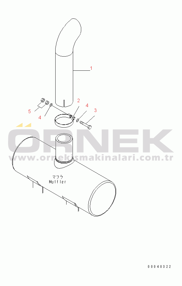 Komatsu WA380-6 S/N 65001-65948 (ecot3, Avrupa İçin) EXHAUST PIPE(#65001-)
