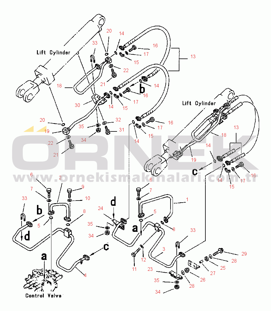 Komatsu WA380-3L S/N A50001-UP HYDRAULIC PIPING LIFT CYLINDER LINE