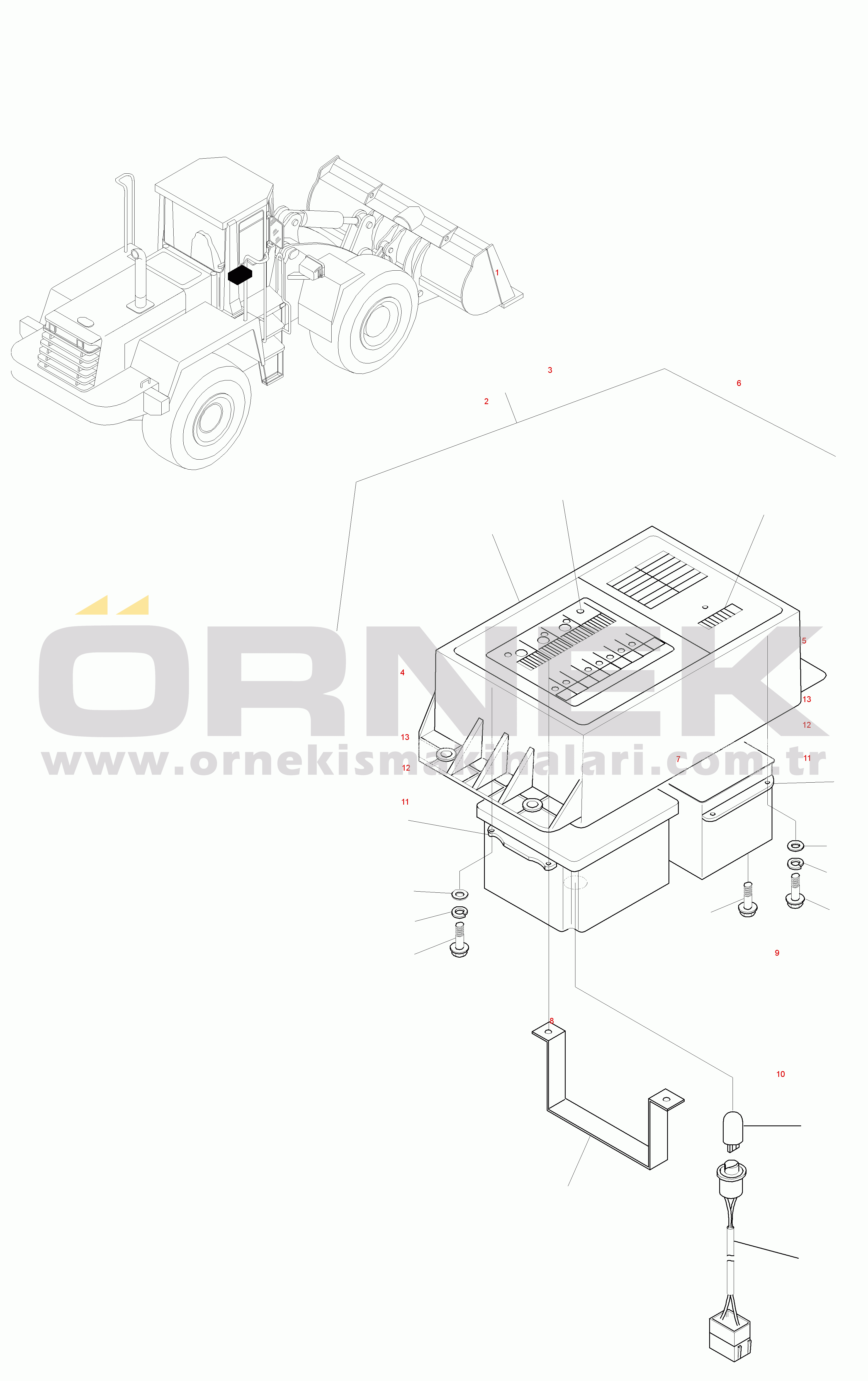 Komatsu WA380-3 active S/N WA380H20501 - UP INSTRUMENT BOX AND ATTACHING PARTS