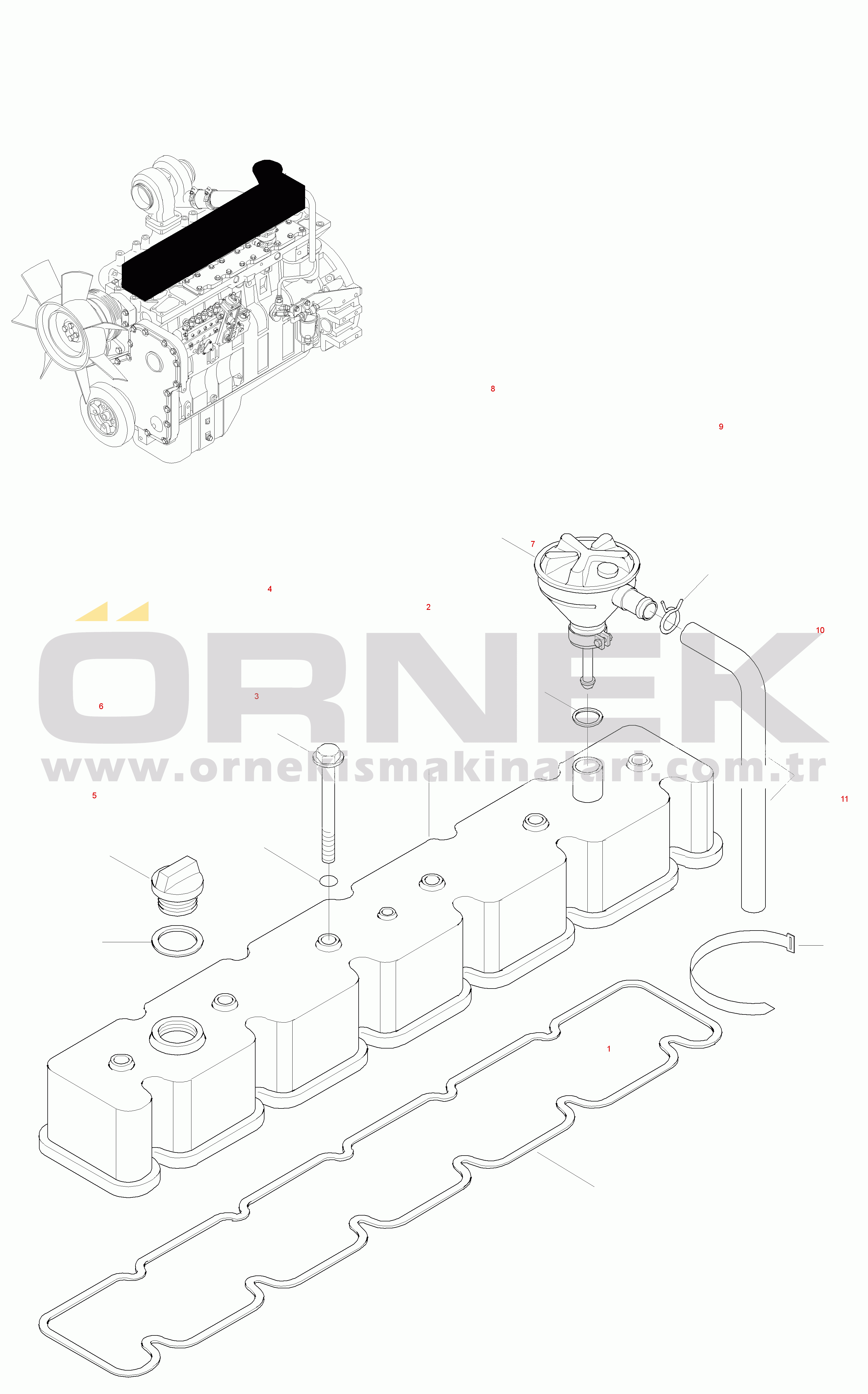 Komatsu WA380-3 active S/N WA380H20501 - UP CYLINDER HEAD COVER, ATTACHING PARTS