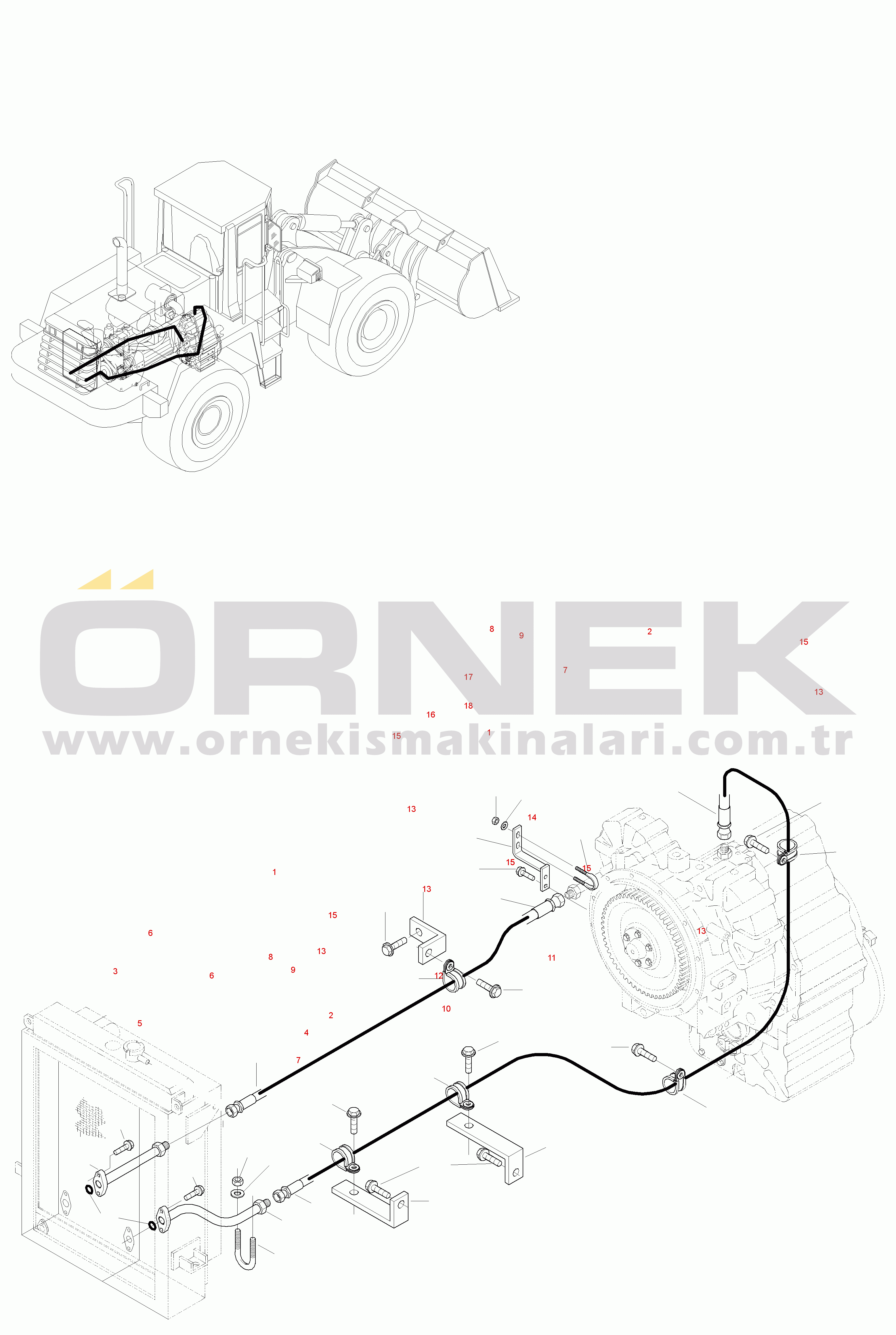 Komatsu WA380-3 active S/N WA380H20501 - UP TRANSMISSION OIL COOLING
